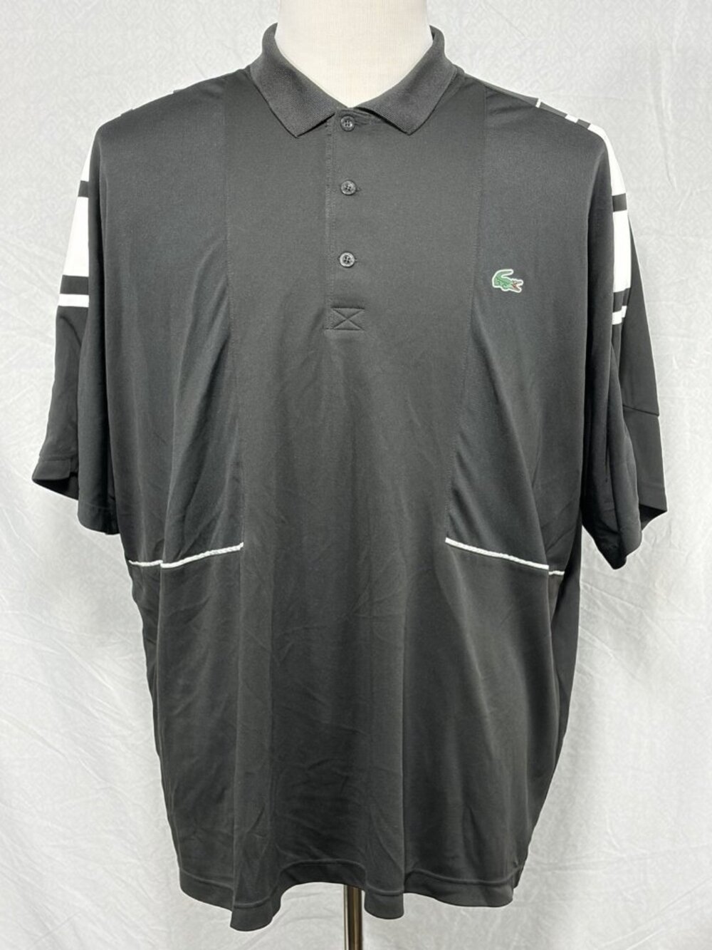 Men’s Lacoste Sport Ultra Dry Polo Shirt Black White Graphic Size 4XL US / FR